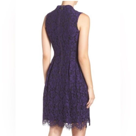 Vince Camuto Deep Purple Lace Midi Dress - Picture 2 of 8